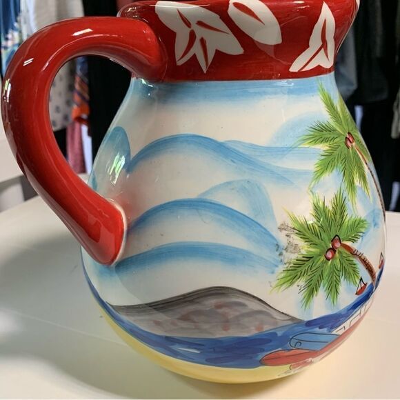 HausenWare Island Beach Pitcher Palm Trees Surf Boards Station Wagon Gorgeous - Picture 5 of 8